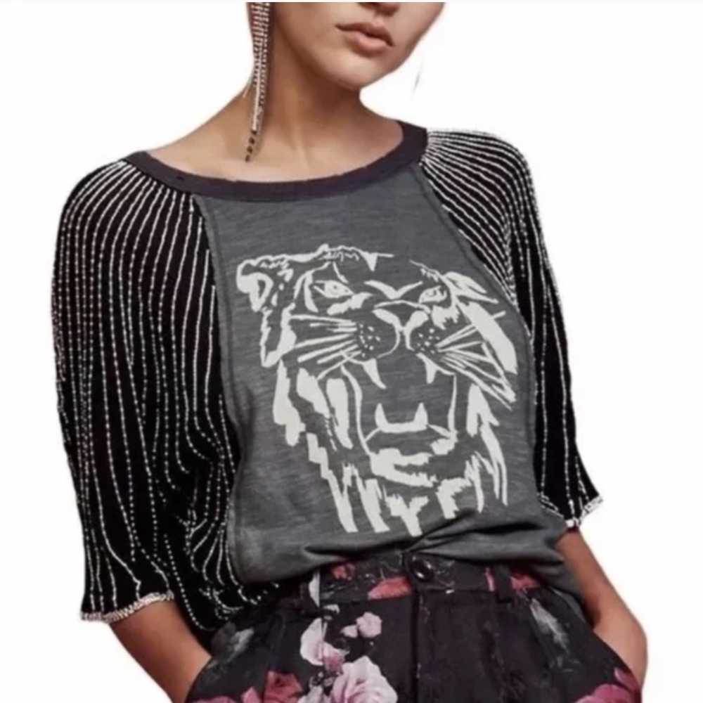 We The Free (Free People) Extra Large distressed Tiger Top